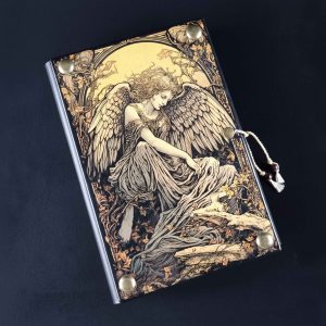 Fichário com capa em madeira A4 Anjo 01