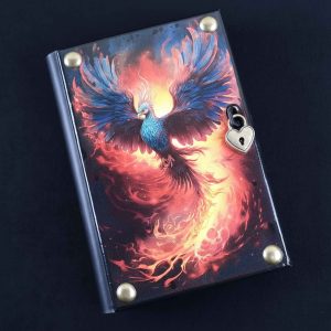 Fichário com capa em madeira A4 Fênix 01