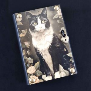 Fichário com capa em madeira A4 Gato 01