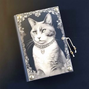 Fichário com capa em madeira A5 Gato 02