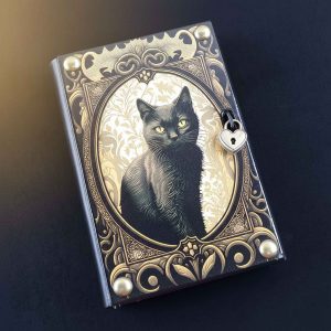 Fichário com capa em madeira A5 Gato 04