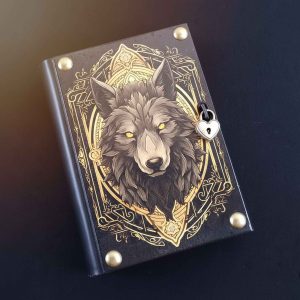 Fichário com capa em madeira A5 Lobo 03