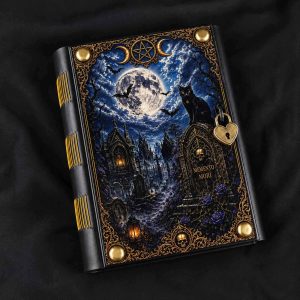 Caderno costurado com capa em madeira Cemitério 01