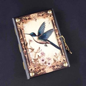 Caderno costurado com capa em madeira Colibri 01