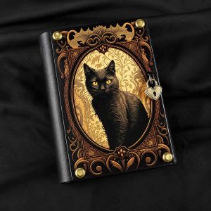Fichário com capa em madeira A5 Gato 04