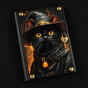 Fichário com capa em madeira A5 Gato 07