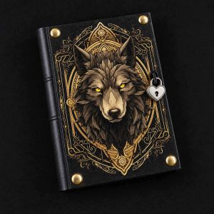 Fichário com capa em madeira A5 Lobo 03
